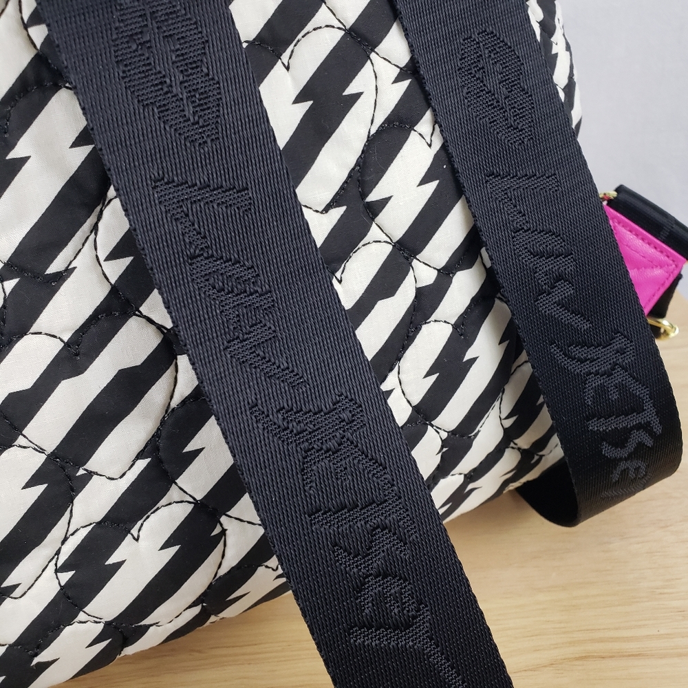 LUV BETSEY JOHNSON Backpack Black/White Stripe, Pink Trim, Funny Face - Picture 6 of 12